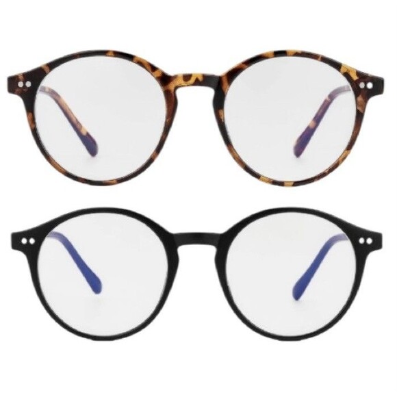 Gleyemor Blue Light Glasses New 2 Pair Unisex  Vintage Round Frame Computer - Picture 1 of 5